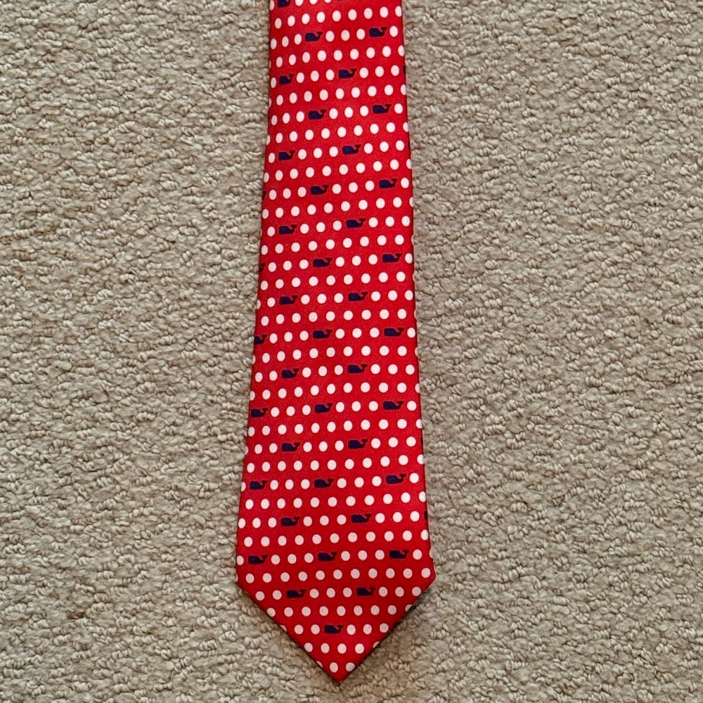 Boys Vineyard Vines Red/White/Blue Silk Polka Dot Whales Tie